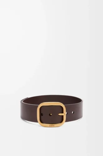 Cinturón suave y redondeado en piel de becerro clásica Marrón oscuro