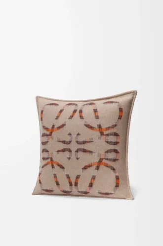Cojín de lana y cachemira Beige/Naranja