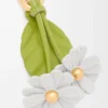 Colgante de flor de manzanilla en piel de becerro clásica, blanco/verde