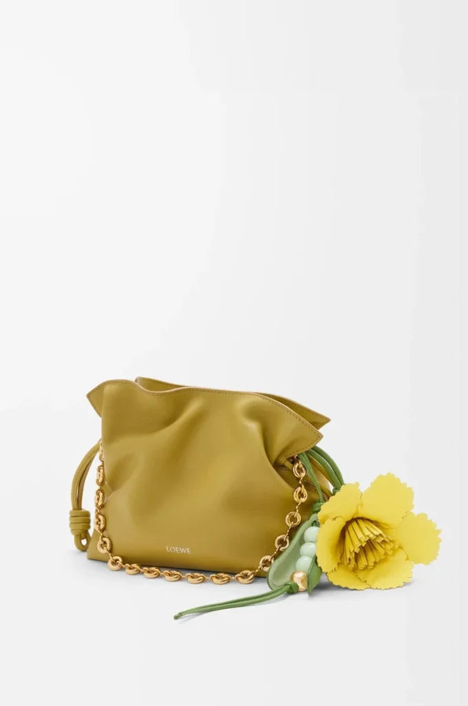 Colgante tulipán en piel de becerro clásica Amarillo