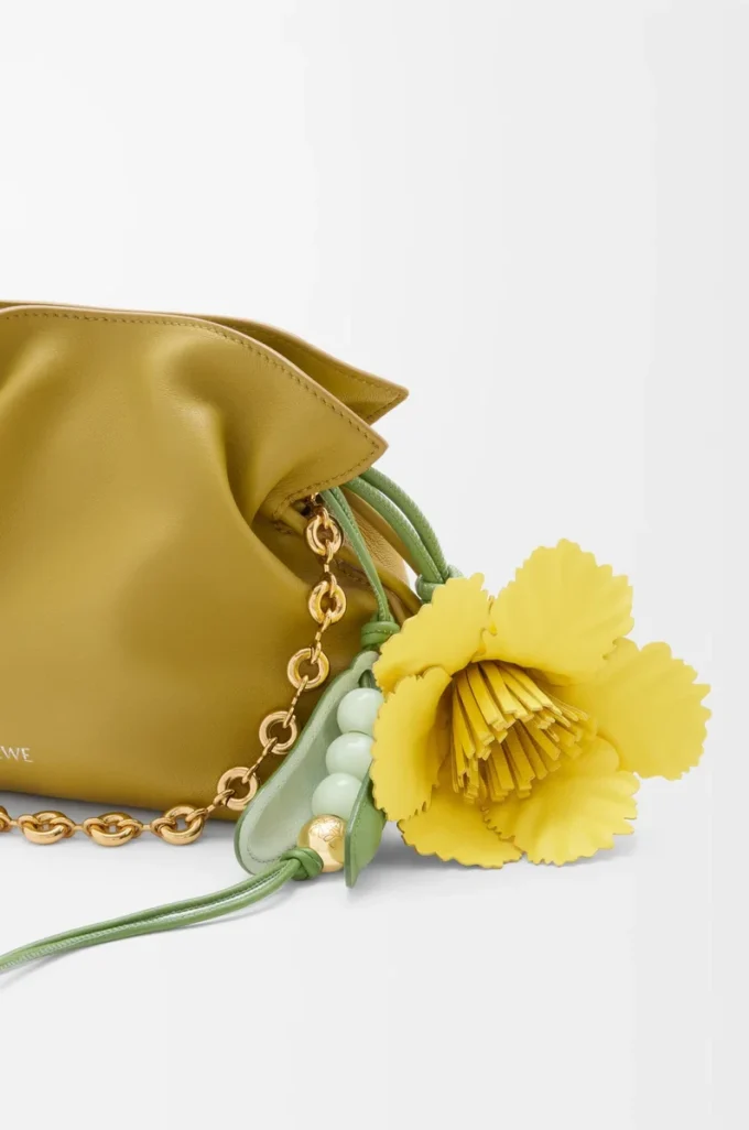Colgante tulipán en piel de becerro clásica Amarillo