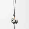 Colgante Panda en fieltro y piel de becerro Negro/Blanco