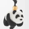 Colgante Panda en fieltro y piel de becerro Negro/Blanco