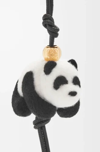 Colgante Panda en fieltro y piel de becerro Negro/Blanco Colgante Panda en fieltro y piel de becerro Negro/Blanco