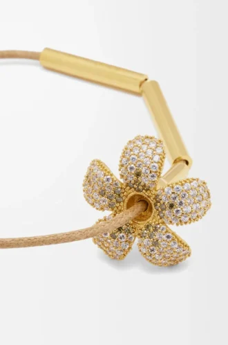 Collar Flor en plata de ley y cristales Blanco/Oro