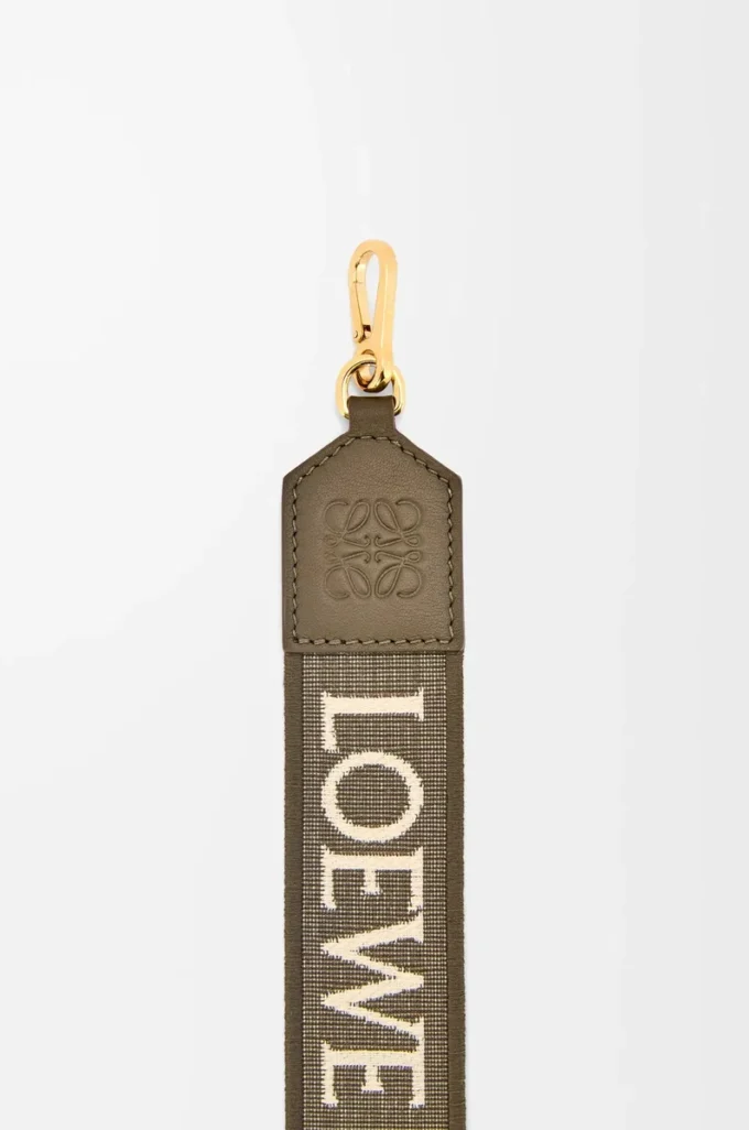 Correa Anagram en jacquard y piel de becerro Dark Khaki Correa Anagram en jacquard y piel de becerro Dark Khaki