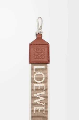 Correa Anagram en jacquard y piel de becerro Natural/Tan/Palladium