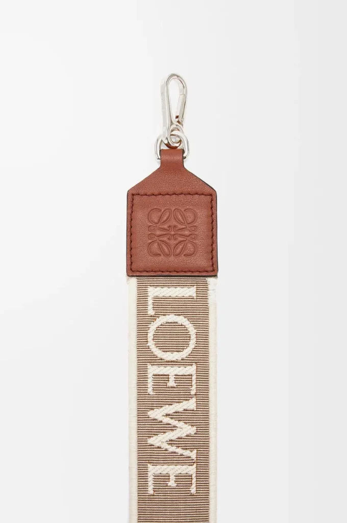Correa Anagram en jacquard y piel de becerro Natural/Tan/Palladium Correa Anagram en jacquard y piel de becerro Natural/Tan/Palladium