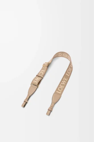 Correa con anagrama en jacquard y piel de becerro Sand