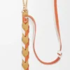 Correa fina trenzada en piel de becerro clásica Soft White/Maple Orange Correa fina trenzada en piel de becerro clásica Soft White/Maple Orange
