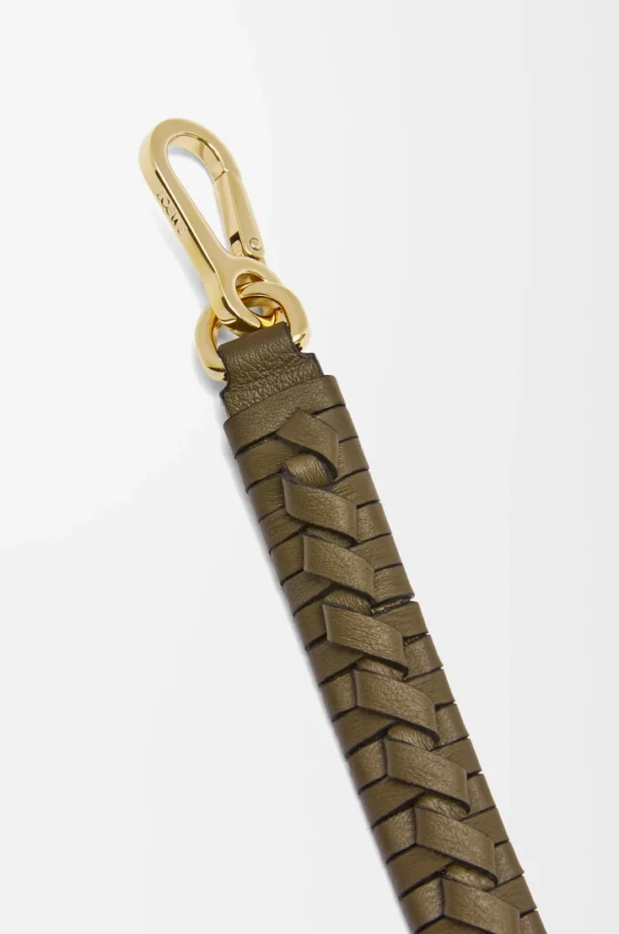 Correa trenzada en espiral de piel de becerro clásica Dark Khaki Correa trenzada en espiral de piel de becerro clásica Dark Khaki