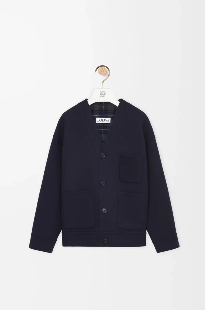 Cárdigan de lana y cachemira azul marino/gris Cárdigan de lana y cachemira azul marino/gris