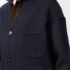 Cárdigan de lana y cachemira azul marino/gris Cárdigan de lana y cachemira azul marino/gris