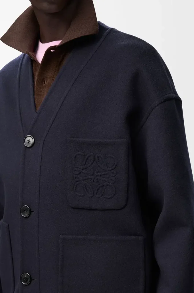 Cárdigan de lana y cachemira azul marino/gris Cárdigan de lana y cachemira azul marino/gris