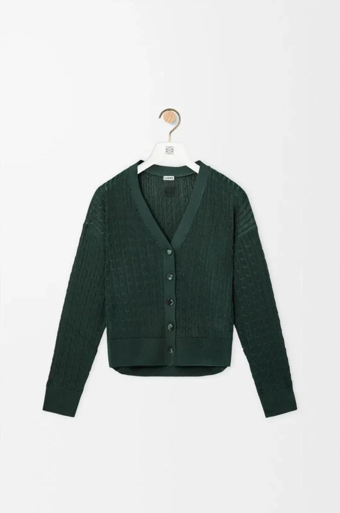 Cárdigan de viscosa verde oscuro