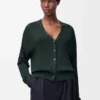 Cárdigan de viscosa verde oscuro