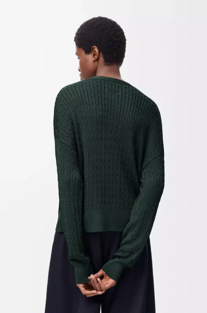Cárdigan de viscosa verde oscuro