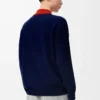 Cárdigan polo de lana azul marino/naranja Cárdigan polo de lana azul marino/naranja