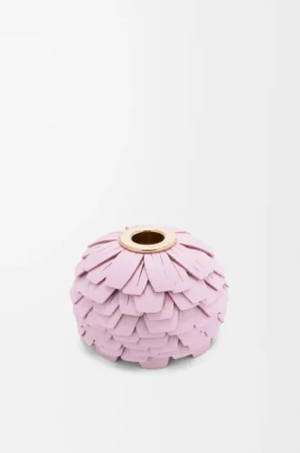 Dados con motivos florales en piel de becerro clásica rosa claro
