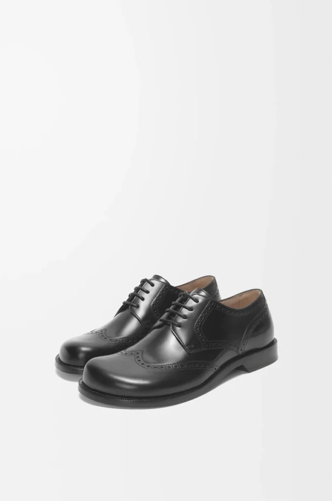 Derby brogue Campo en piel de becerro cepillada Negro Derby brogue Campo en piel de becerro cepillada Negro