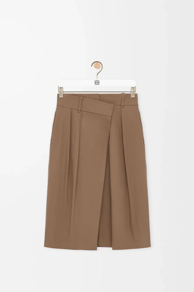 Falda cruzada de algodón Beige