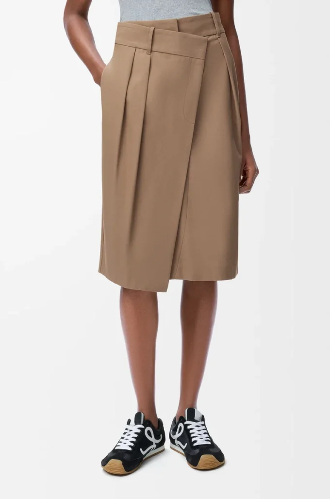 Falda cruzada de algodón Beige