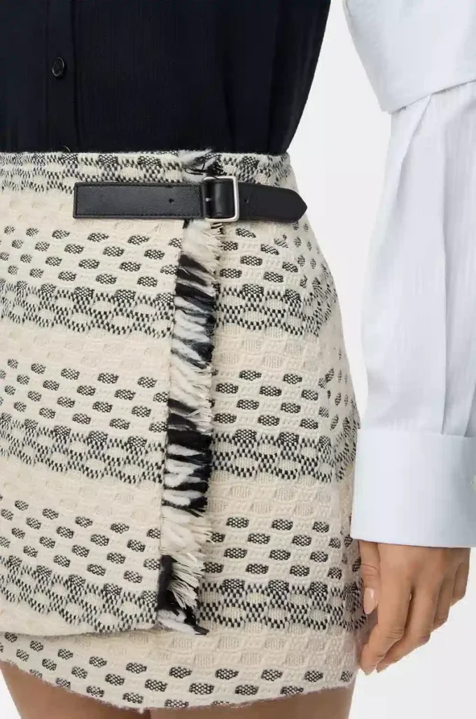 Falda de jacquard de mezcla de lana en negro/blanco Falda de jacquard de mezcla de lana en negro/blanco