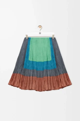 Falda en mezcla de seda Caramelo/Verde brillante