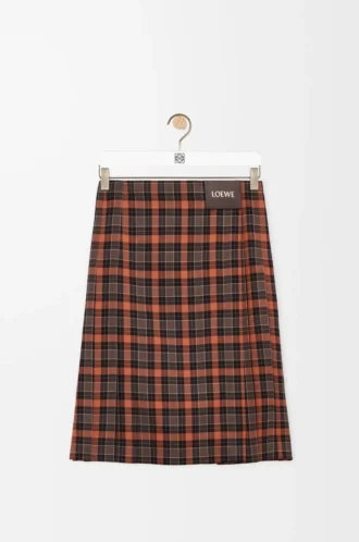 Falda plisada de mezcla de lana Naranja/Negro