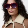 Gafas de sol Beveled Pentagon Milky Burgundy