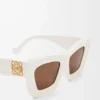 Gafas de sol Cateye biseladas Blanco/Marfil