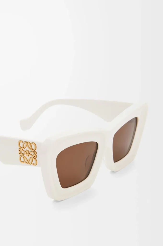 Gafas de sol Cateye biseladas Blanco/Marfil