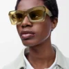 Gafas de sol Cateye biseladas Transparente Oliva