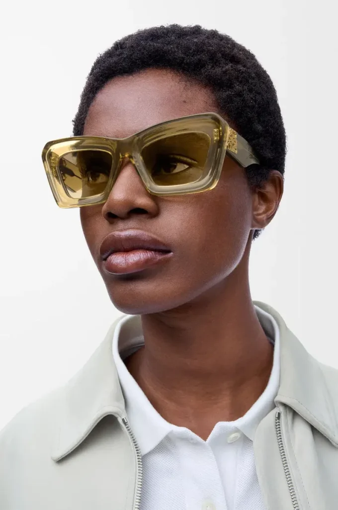 Gafas de sol Cateye biseladas Transparente Oliva