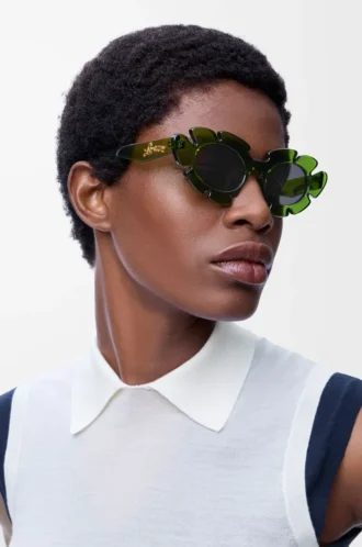 Gafas de sol con forma de flor verde cactus