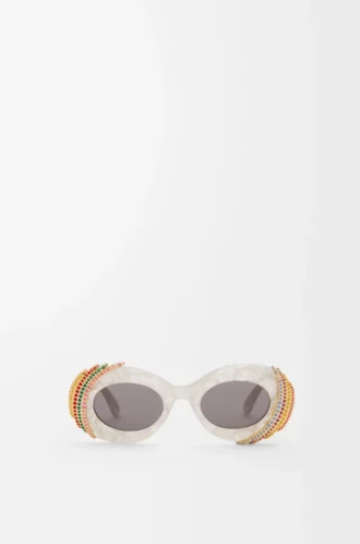Gafas de sol Pavé Oval Gris perla/Blanco
