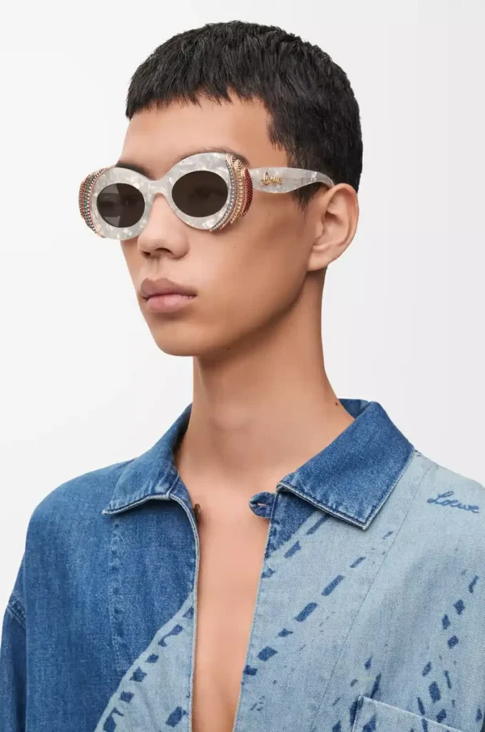 Gafas de sol Pavé Oval Gris perla/Blanco Gafas de sol Pavé Oval Gris perla/Blanco