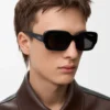 Gafas de sol rectangulares finas Negro Gafas de sol rectangulares finas Negro