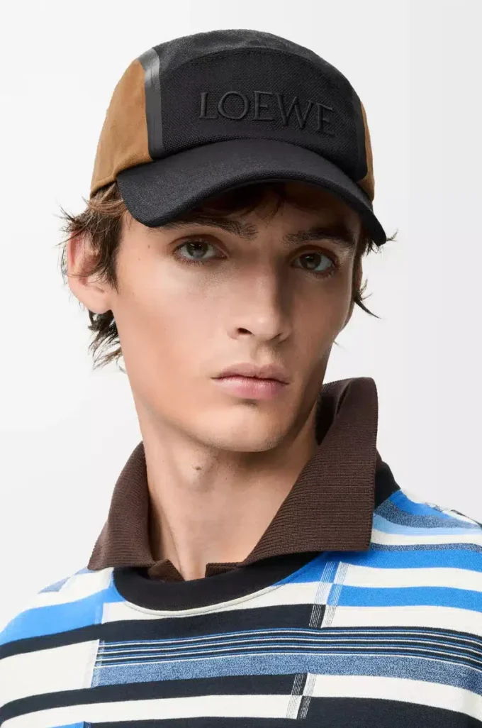 Gorra de lona y ante negro/oro oscuro Gorra de lona y ante negro/oro oscuro
