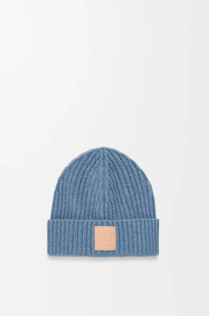 Gorro de cachemira azul denim