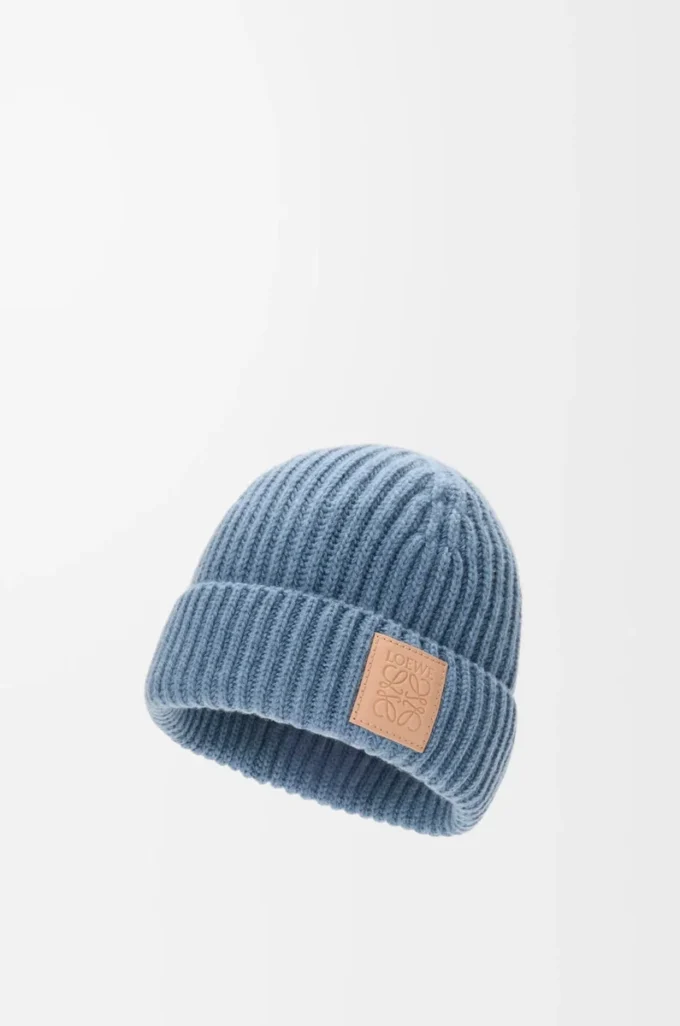 Gorro de cachemira azul denim