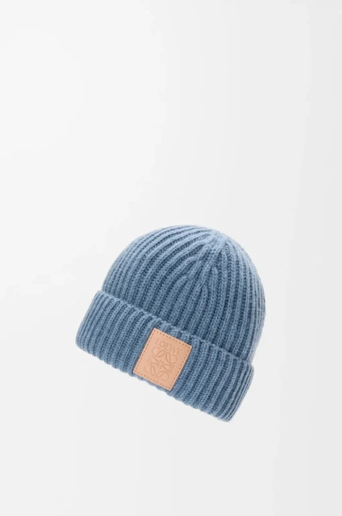 Gorro de cachemira azul denim