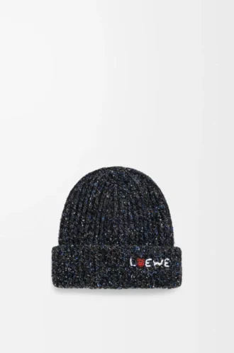 Gorro de mezcla de lana, seda y alpaca Melange negro
