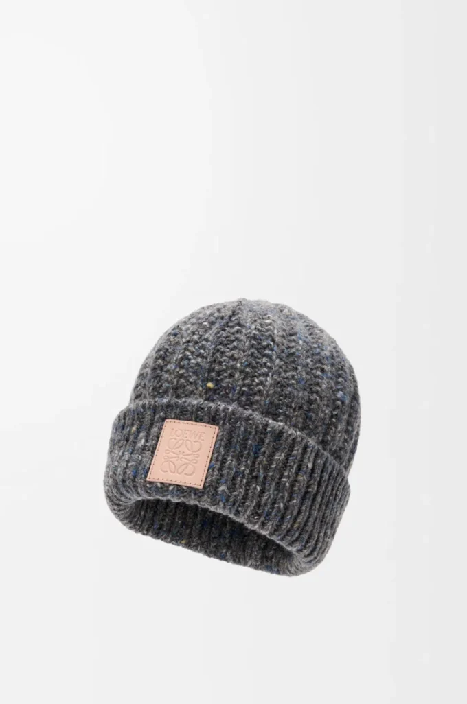 Gorro de mezcla de lana y cachemira Gris/Azul jaspeado