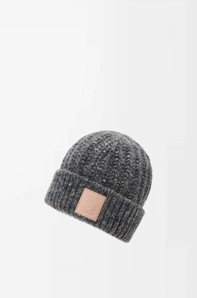 Gorro de mezcla de lana y cachemira Gris/Azul jaspeado