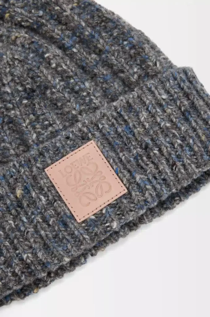 Gorro de mezcla de lana y cachemira Gris/Azul jaspeado