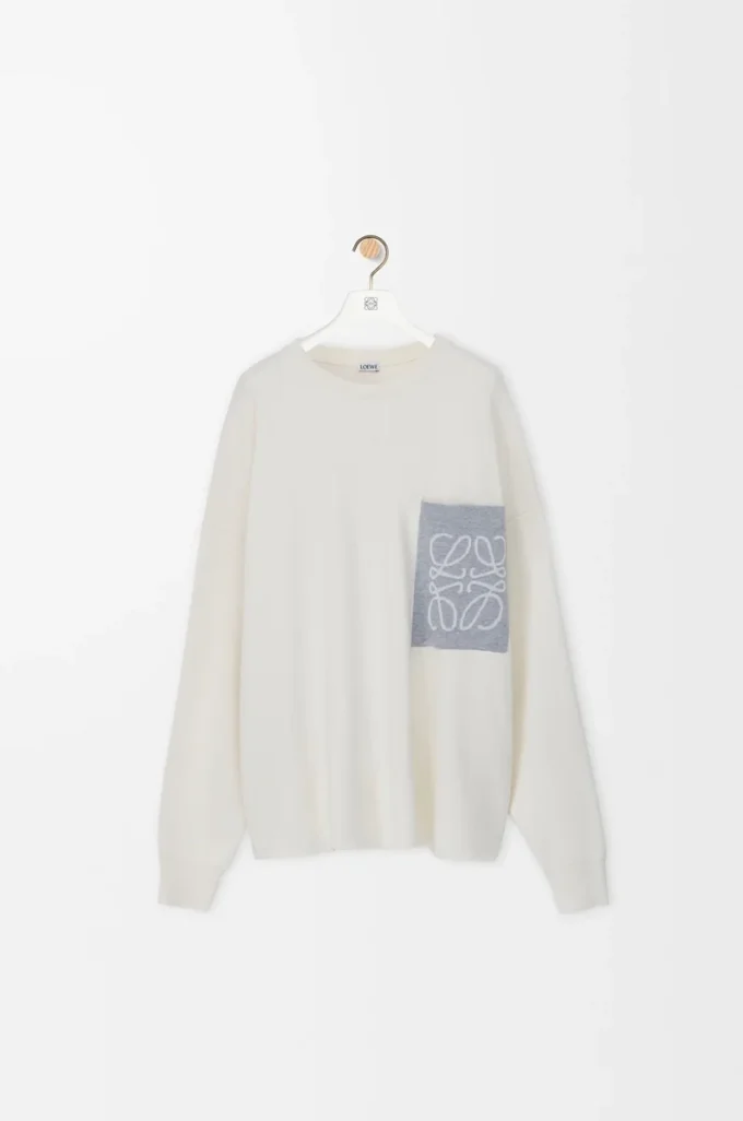 Jersey Anagram con bolsillo en mezcla de algodón Beige/Gris Jersey Anagram con bolsillo en mezcla de algodón Beige/Gris