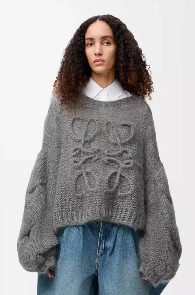 Jersey Anagram en mohair gris jaspeado Jersey Anagram en mohair gris jaspeado