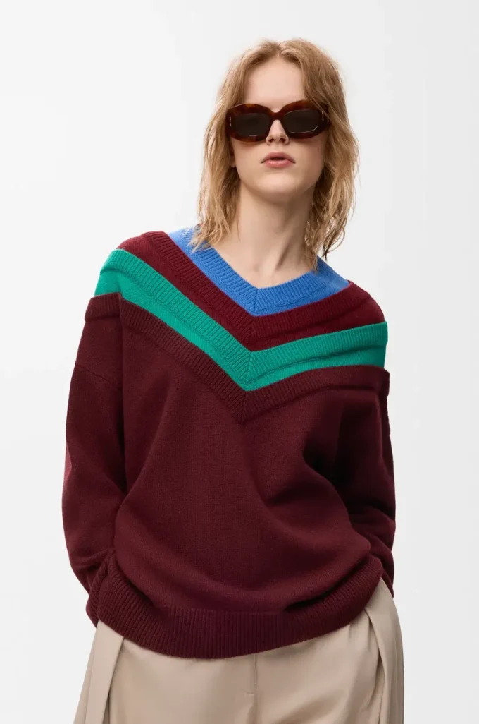 Jersey de lana verde/rojo/multicolor Jersey de lana verde/rojo/multicolor