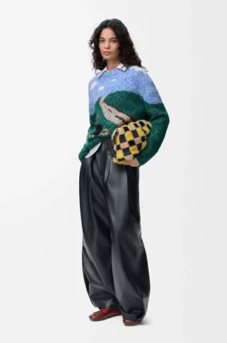 Jersey de lana y mohair azul/multicolor